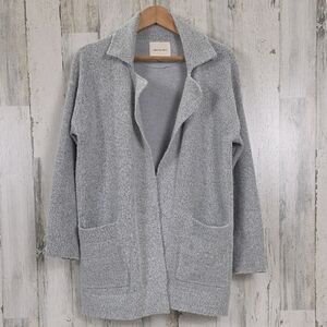 Thread & Supply Light Heather Gray Open Blazer Cardigan Patch Pockets Size XS